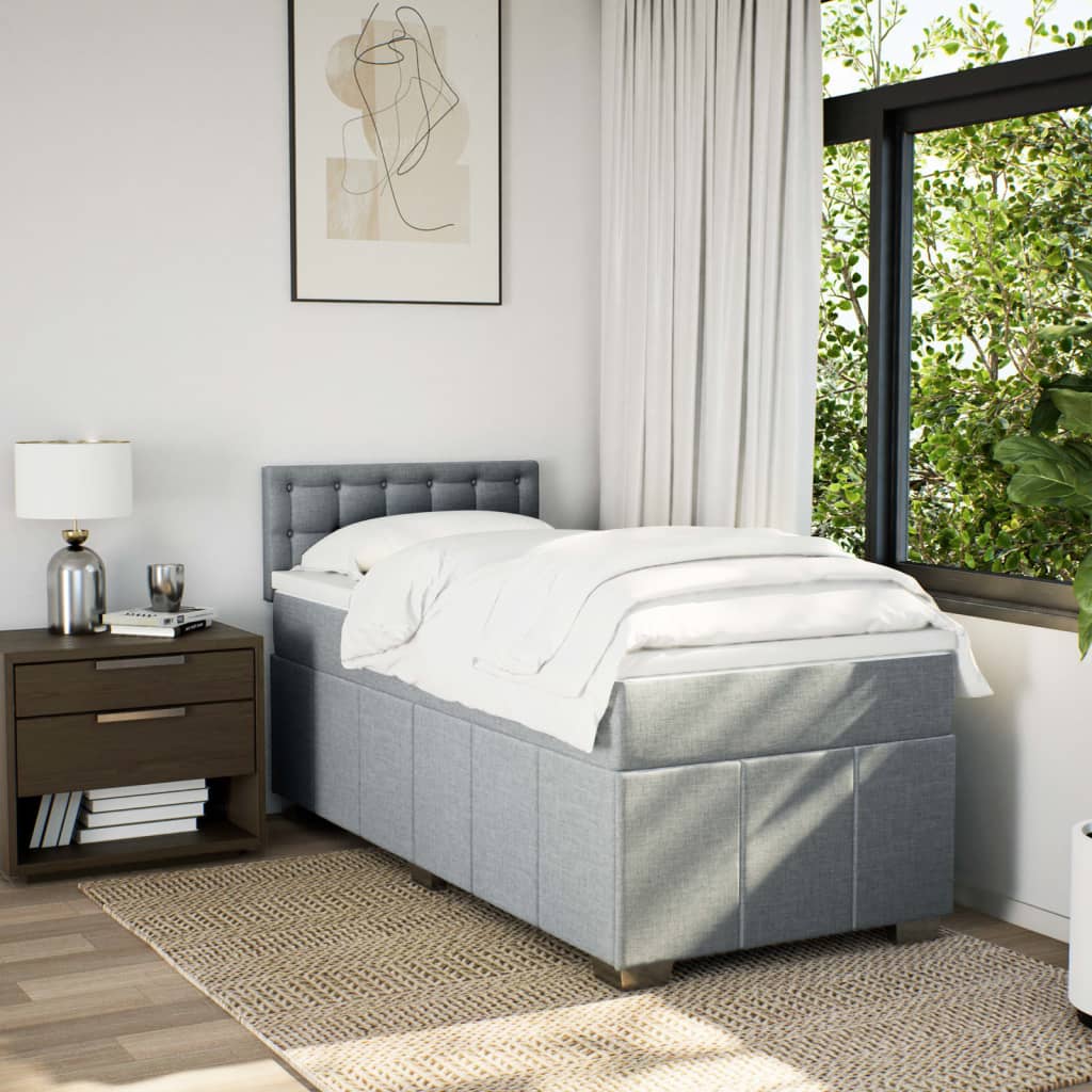 Giroletto a Molle con Materasso Grigio Chiaro100x200 cm Tessuto | homemem39