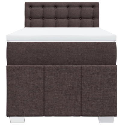 Giroletto a Molle con Materasso Marrone Scuro 100x200cm Tessuto