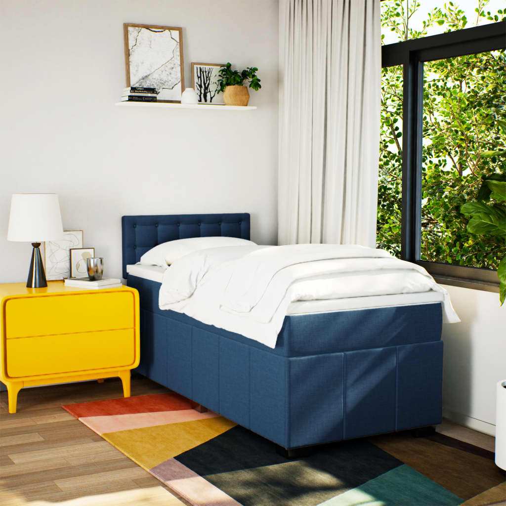 Giroletto a Molle con Materasso Blu 100x200 cm in Tessuto | homemem39