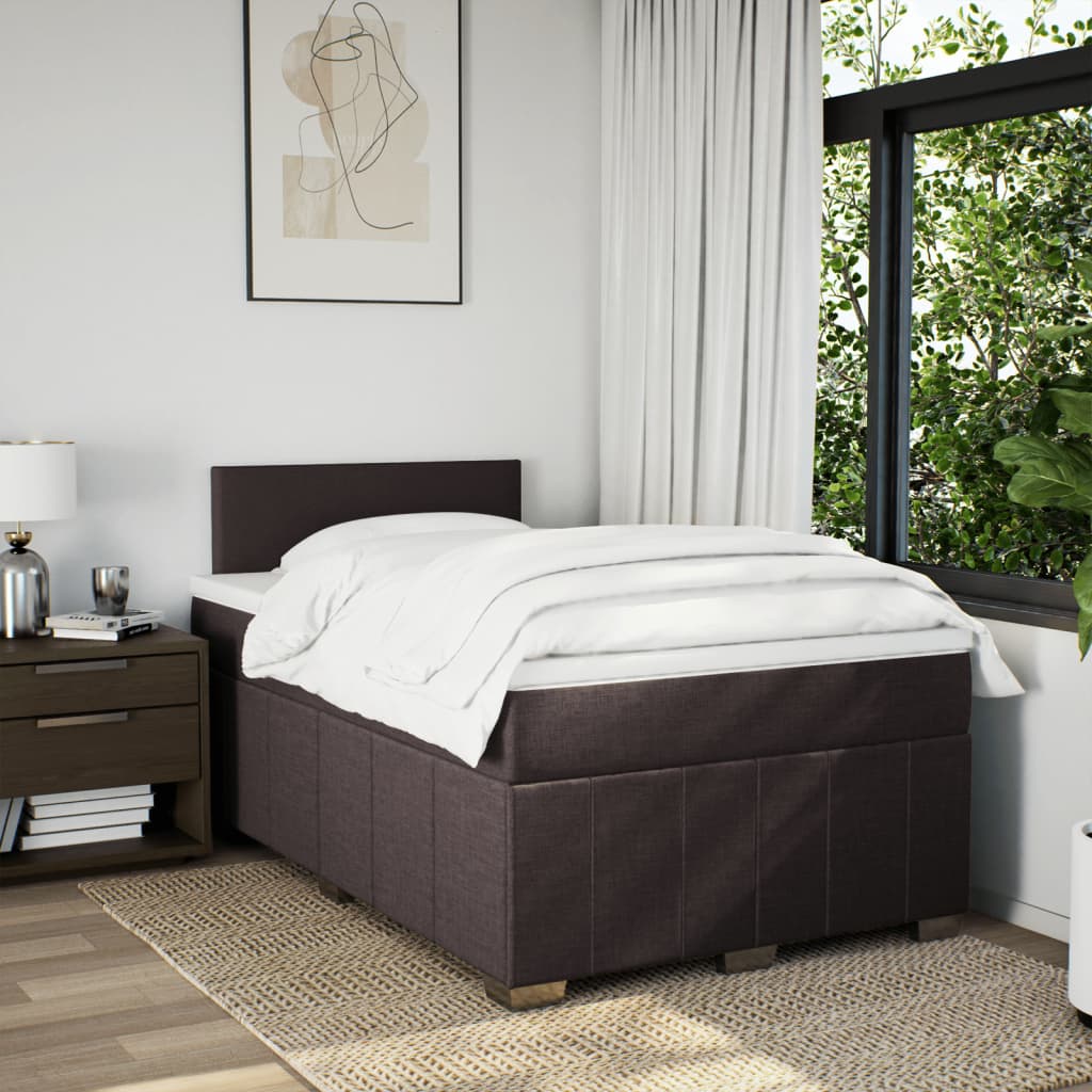 Giroletto a Molle con Materasso Marrone Scuro 120x190cm Tessuto | homemem39