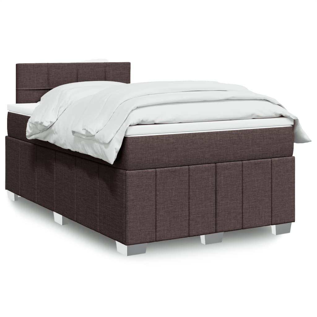 Giroletto a Molle con Materasso Marrone Scuro 120x190cm Tessuto