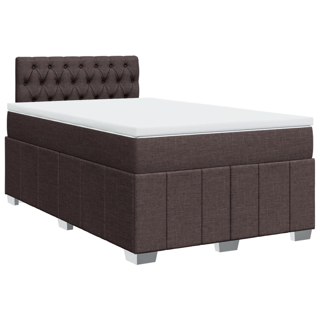 Giroletto a Molle con Materasso Marrone Scuro 120x190cm Tessuto