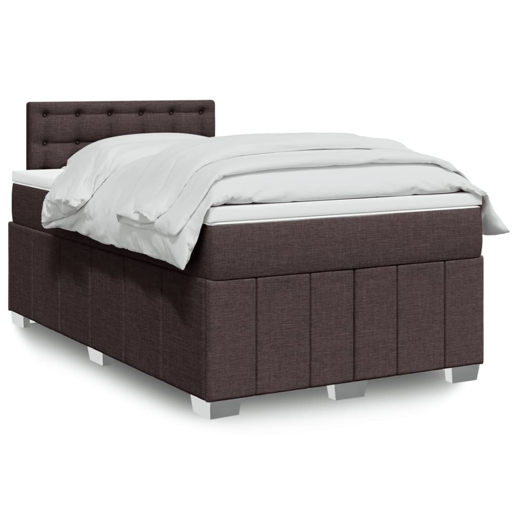Giroletto a Molle con Materasso Marrone Scuro 120x190cm Tessuto