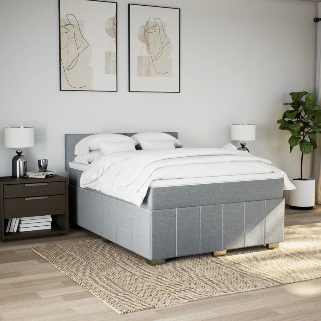 Giroletto a Molle con Materasso Grigio Chiaro 140x190cm Tessuto | homemem39