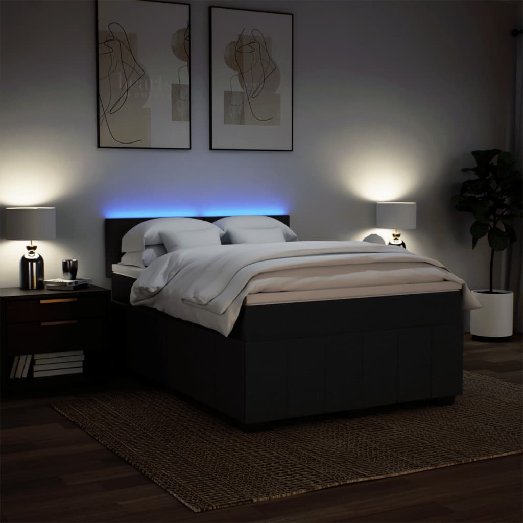 Giroletto a Molle con Materasso Nero 140x190 cm in Tessuto