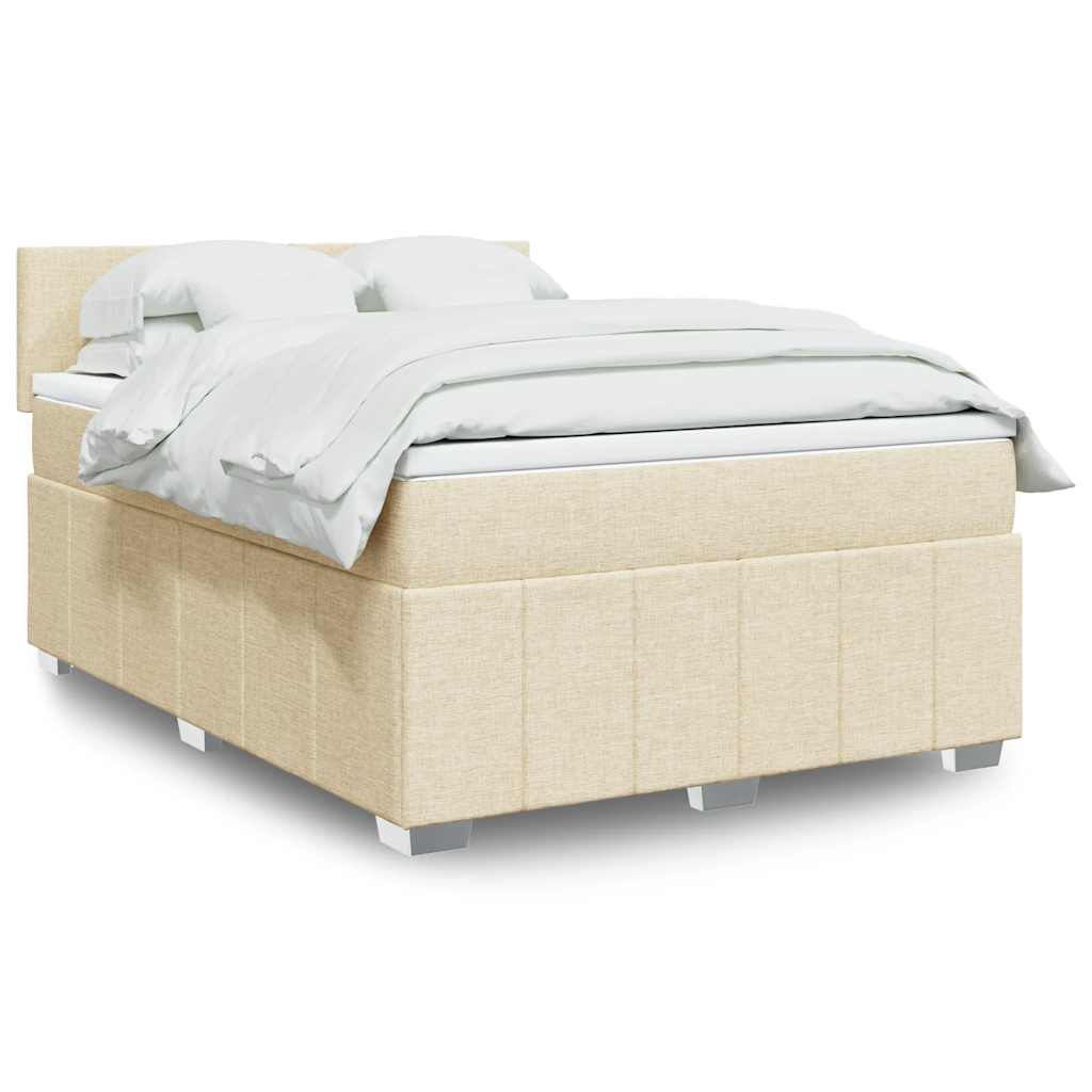Giroletto a Molle con Materasso Crema 140x19 cm in Tessuto | homemem39