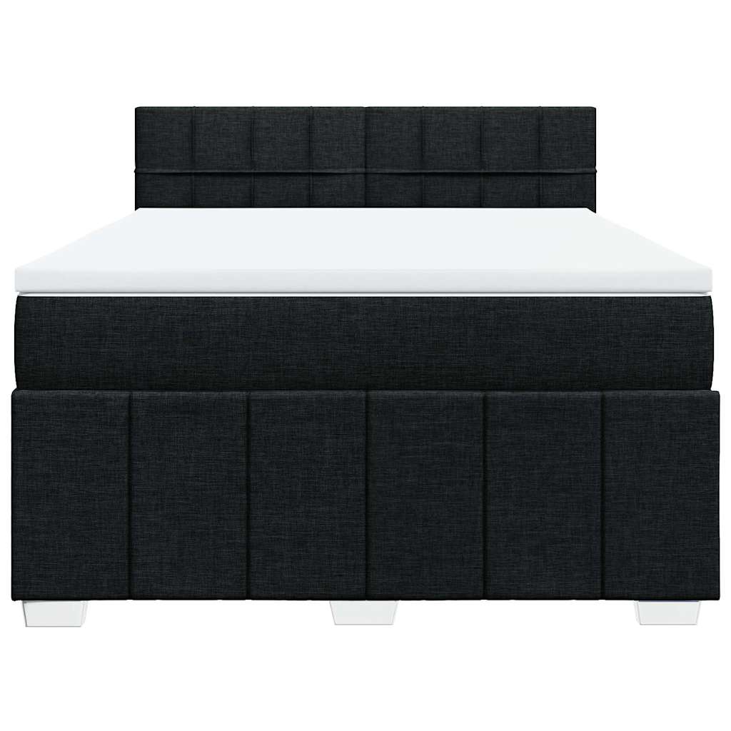 Giroletto a Molle con Materasso Nero 140x190 cm in Tessuto