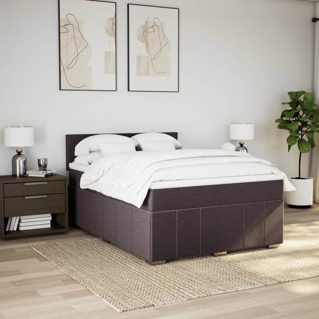Giroletto a Molle con Materasso Marrone Scuro 140x190cm Tessuto | homemem39