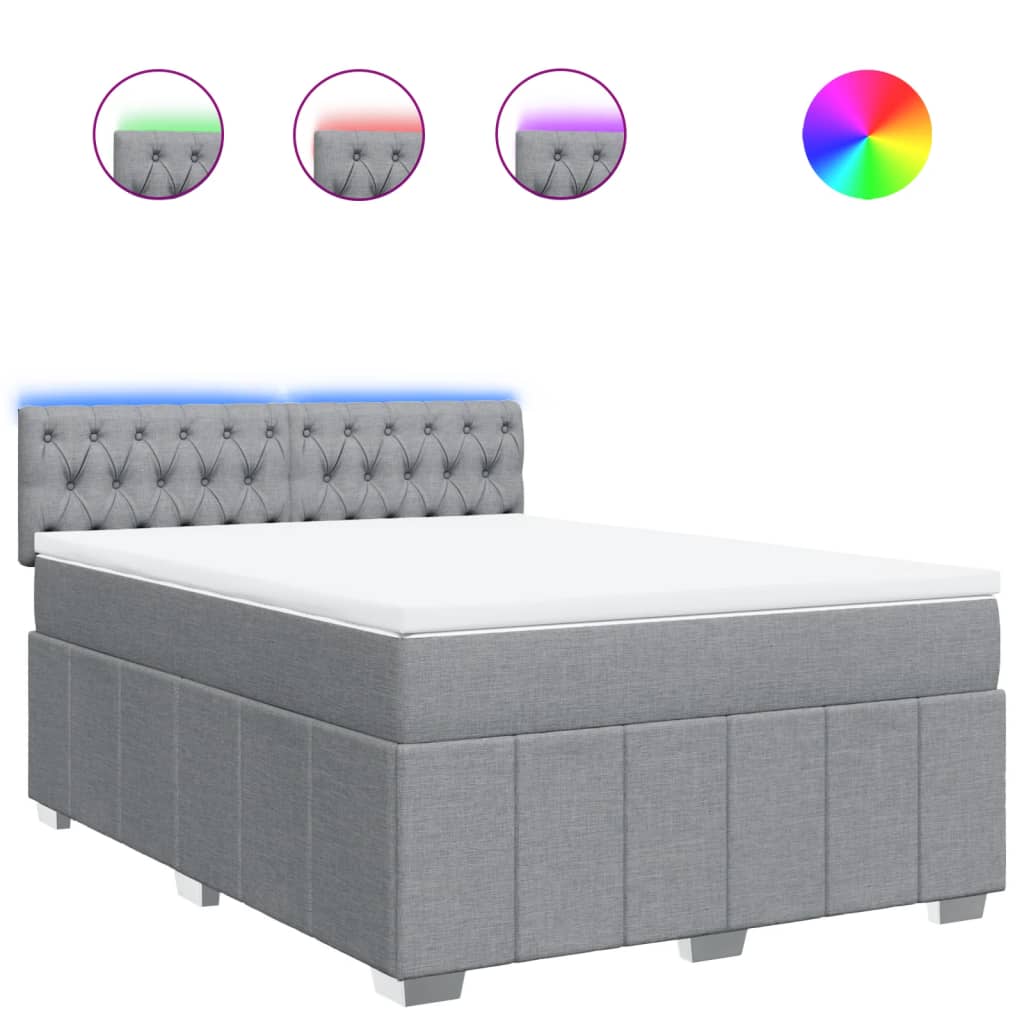 Giroletto a Molle con Materasso Grigio Chiaro 140x190cm Tessuto | homemem39