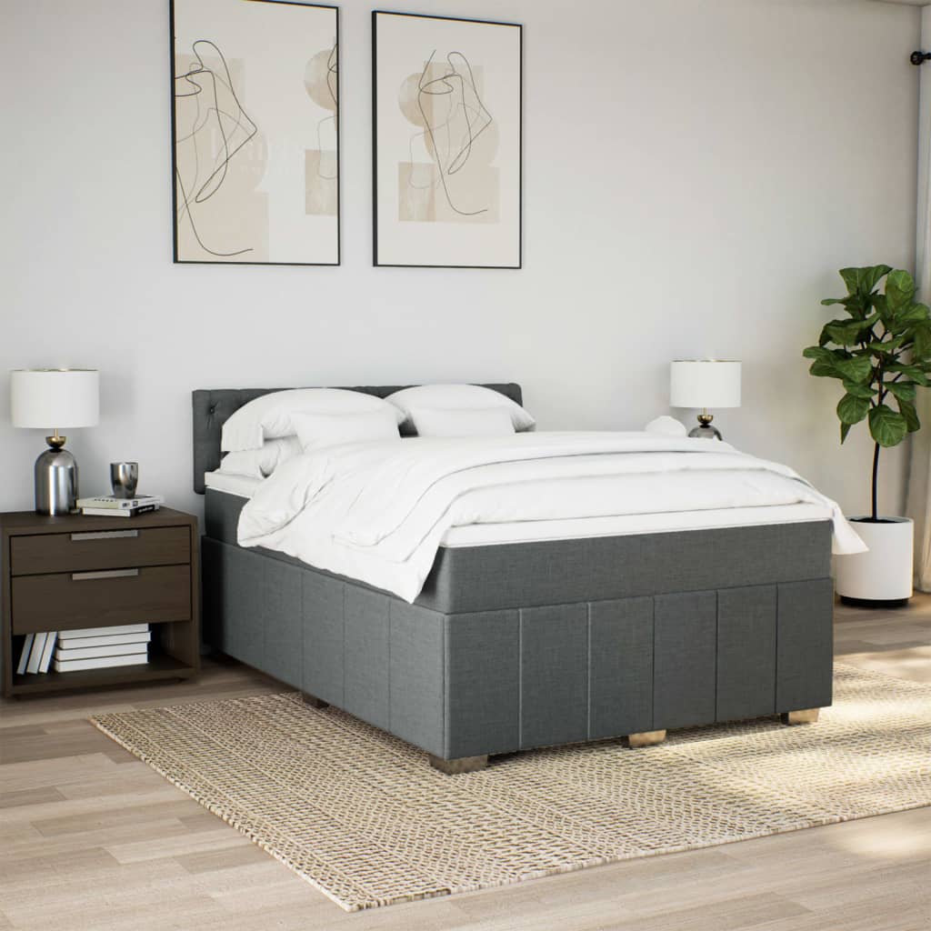 Giroletto a Molle con Materasso Grigio Scuro 140x190 cm Tessuto | homemem39