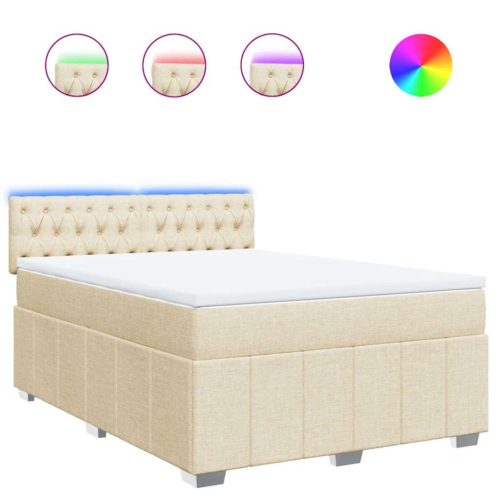Giroletto a Molle con Materasso Crema 140x19 cm in Tessuto | homemem39