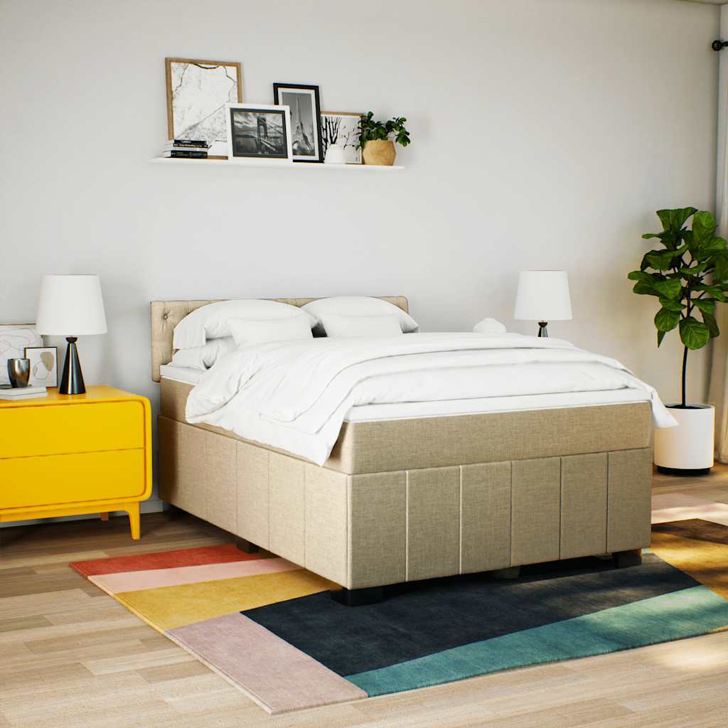 Giroletto a Molle con Materasso Crema 140x19 cm in Tessuto | homemem39