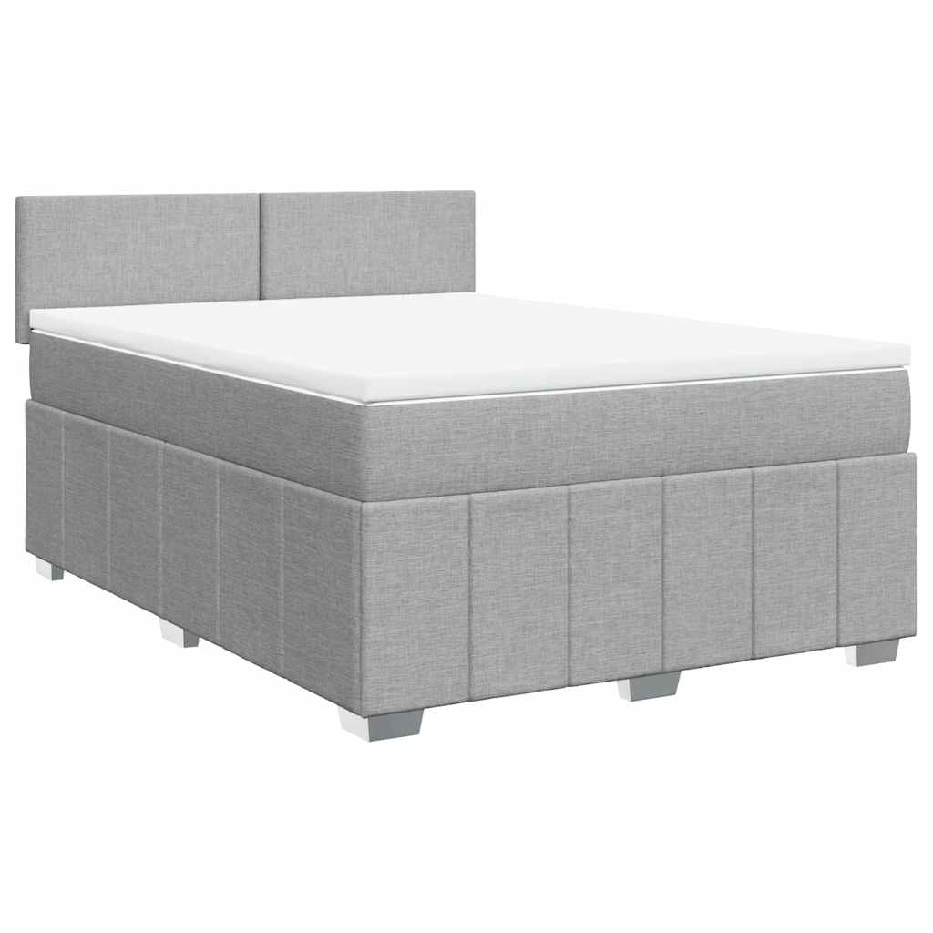 Giroletto a Molle con Materasso Grigio Chiaro 140x200cm Tessuto