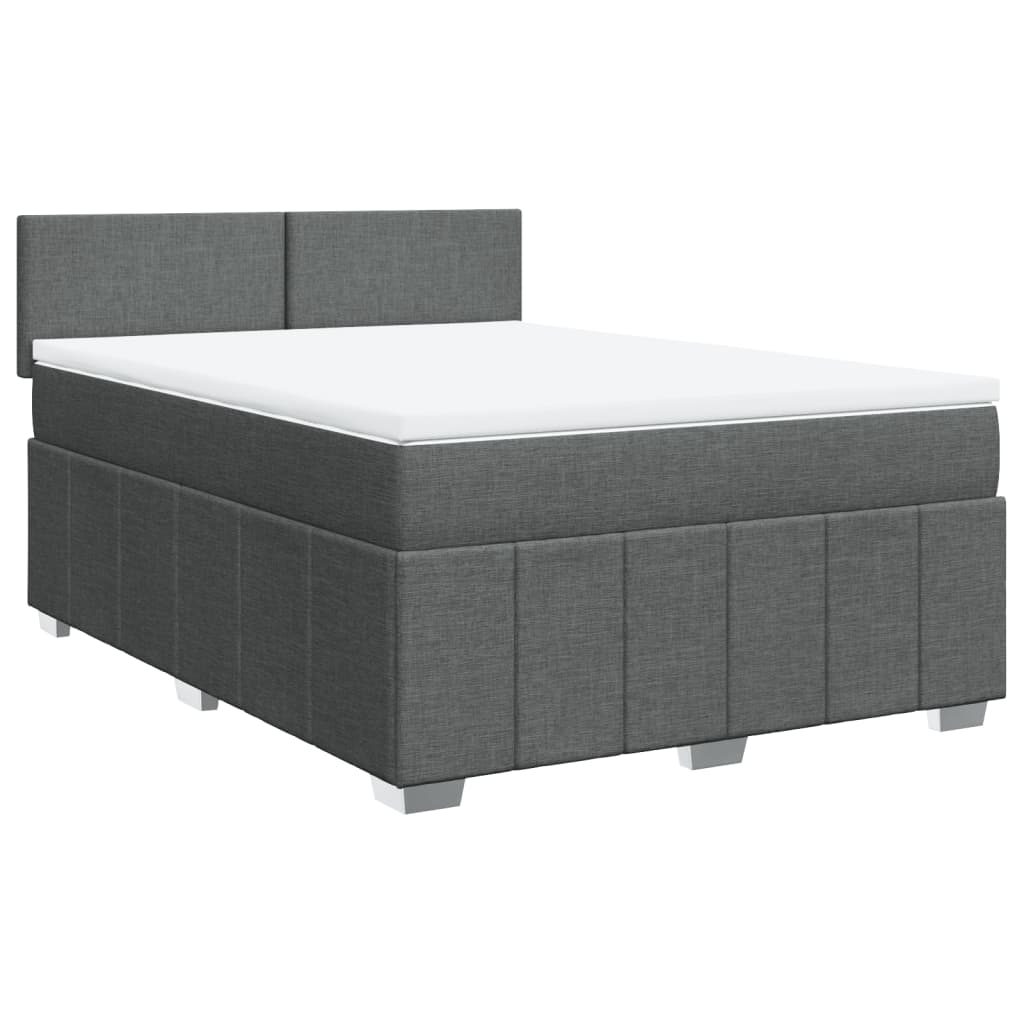 Giroletto a Molle con Materasso Grigio Scuro 140x200cm Tessuto