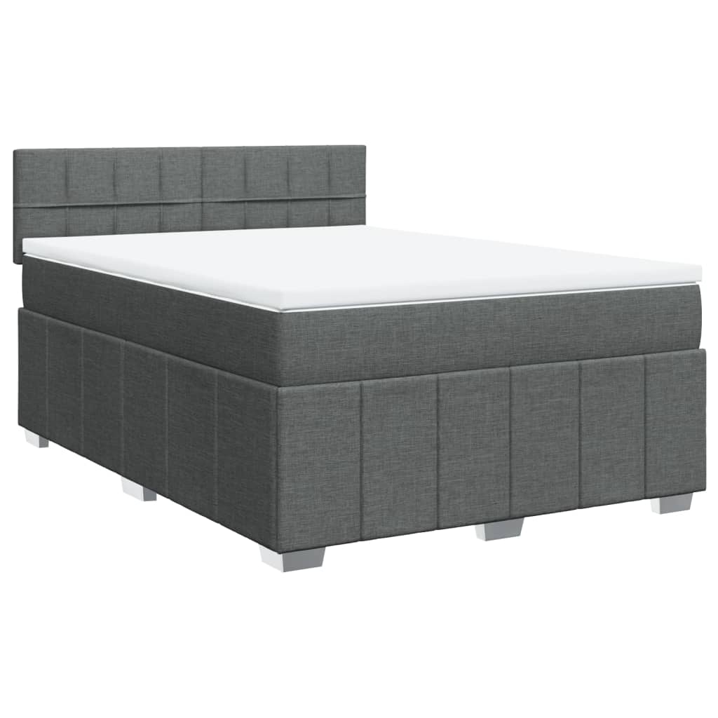 Giroletto a Molle con Materasso Grigio Scuro 140x200cm Tessuto