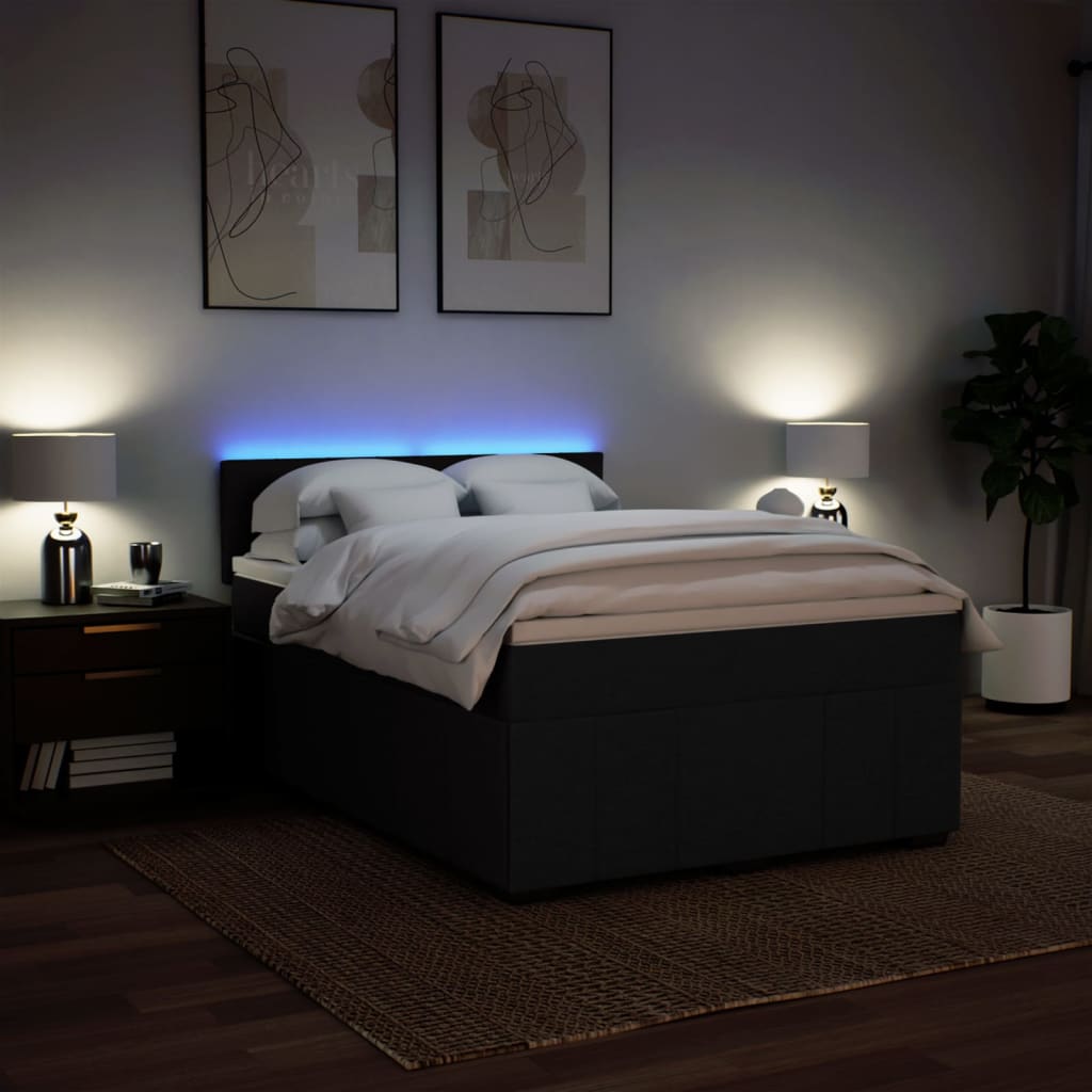 Giroletto a Molle con Materasso Nero 140x200 cm in Tessuto