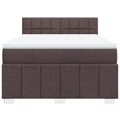 Giroletto a Molle con Materasso Marrone Scuro 140x200cm Tessuto