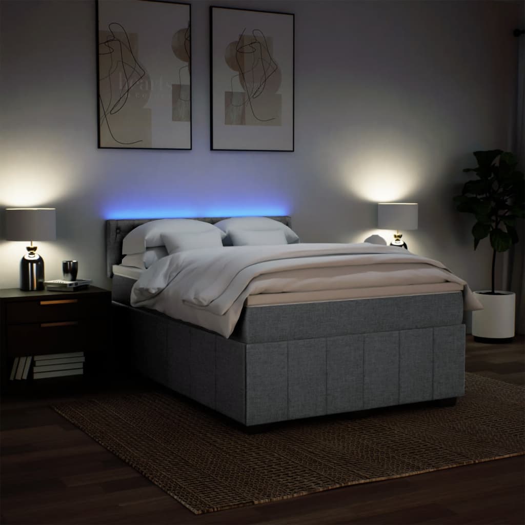 Giroletto a Molle con Materasso Grigio Chiaro 140x200cm Tessuto