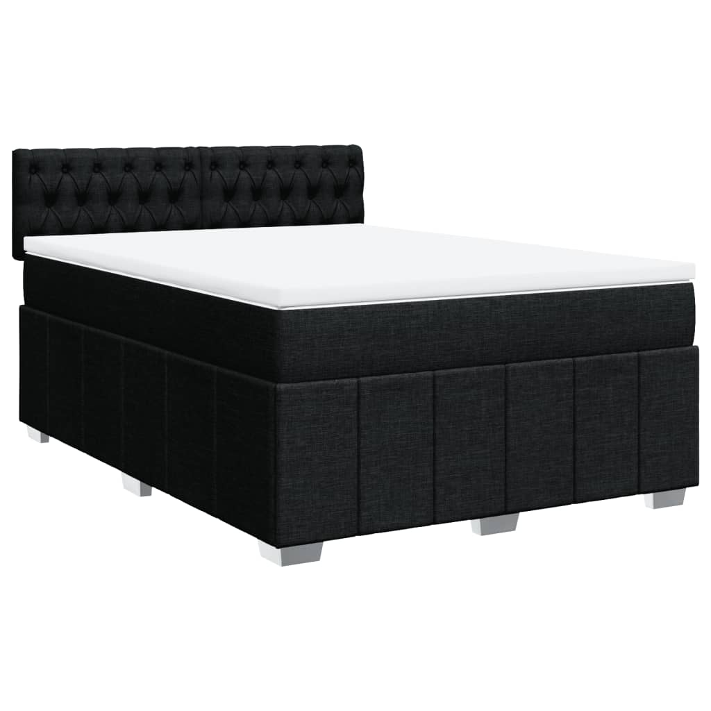 Giroletto a Molle con Materasso Nero 140x200 cm in Tessuto