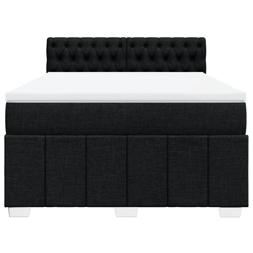 Giroletto a Molle con Materasso Nero 140x200 cm in Tessuto