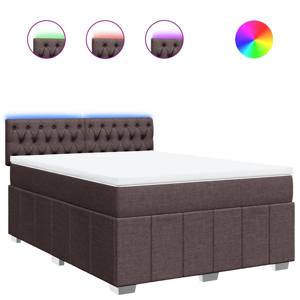 Giroletto a Molle con Materasso Marrone Scuro 140x200cm Tessuto | homemem39