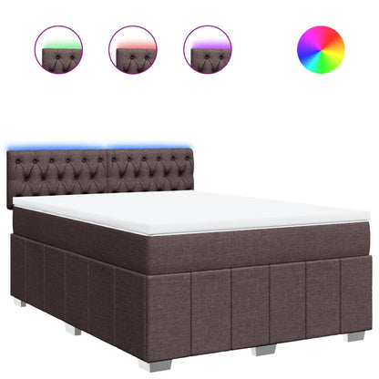 Giroletto a Molle con Materasso Marrone Scuro 140x200cm Tessuto | homemem39