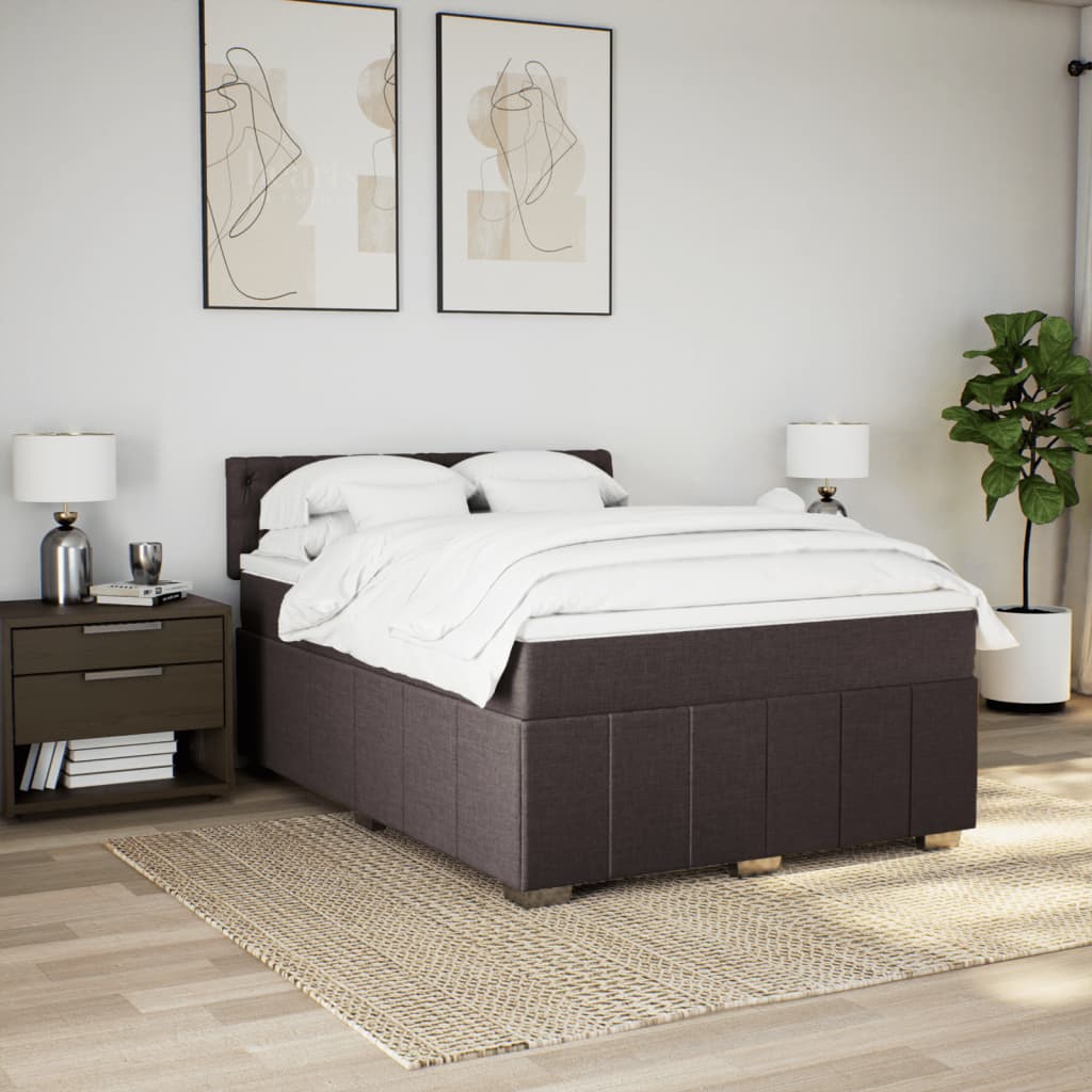 Giroletto a Molle con Materasso Marrone Scuro 140x200cm Tessuto | homemem39