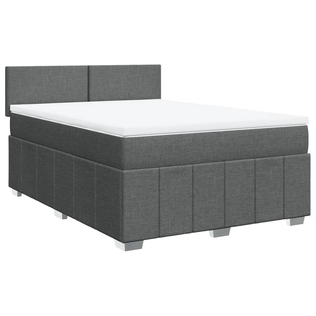 Giroletto a Molle con Materasso Grigio Scuro 160x200 cm Tessuto