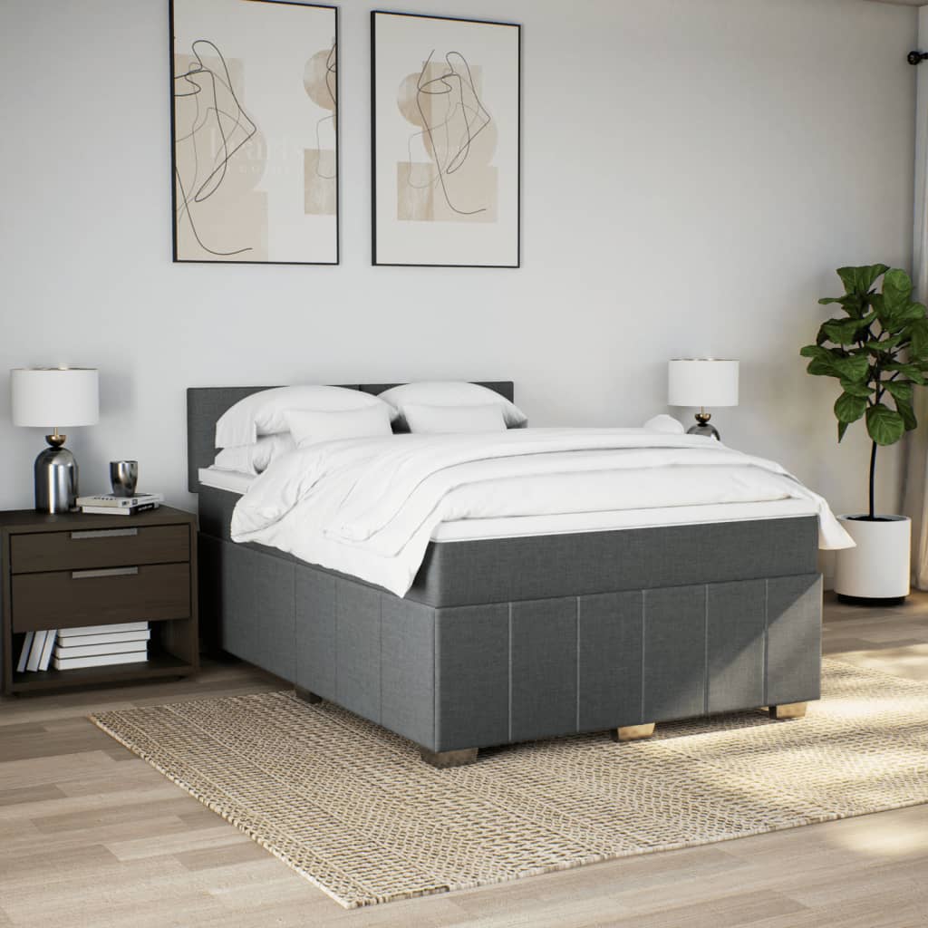 Giroletto a Molle con Materasso Grigio Scuro 160x200 cm Tessuto