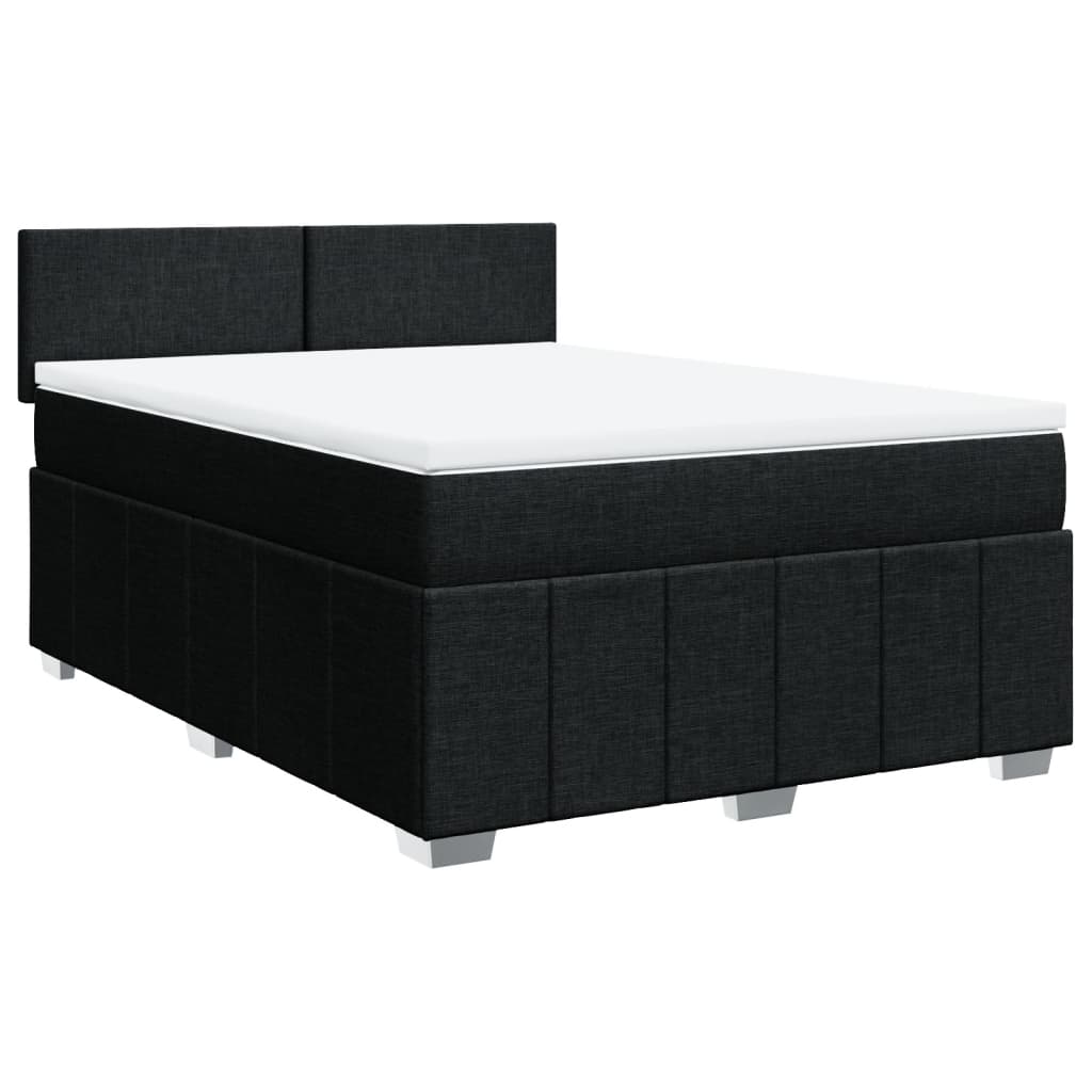 Giroletto a Molle con Materasso Nero 160x200 cm in Tessuto