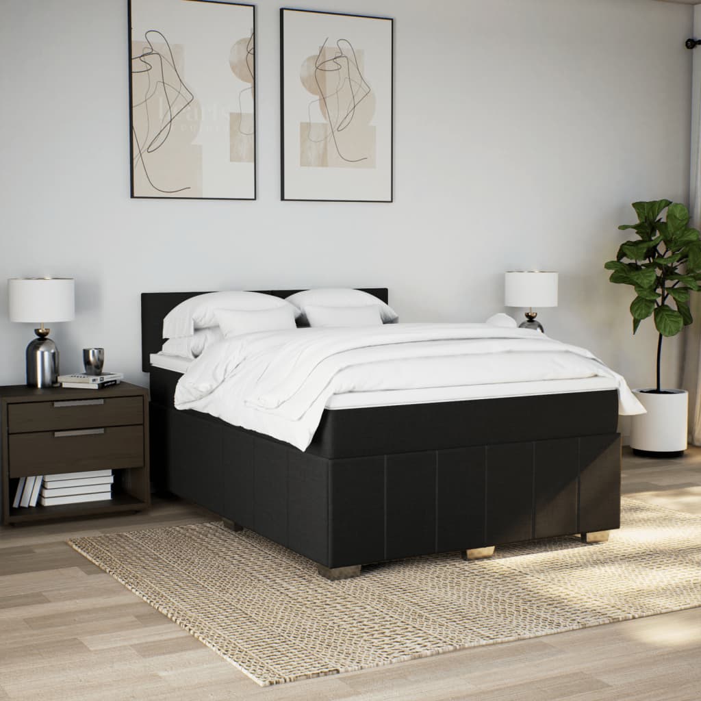 Giroletto a Molle con Materasso Nero 160x200 cm in Tessuto