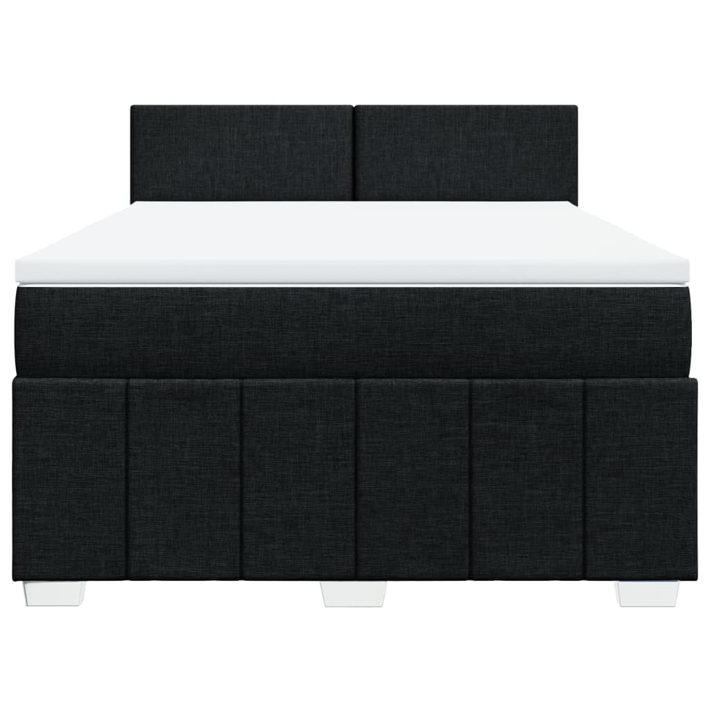 Giroletto a Molle con Materasso Nero 160x200 cm in Tessuto