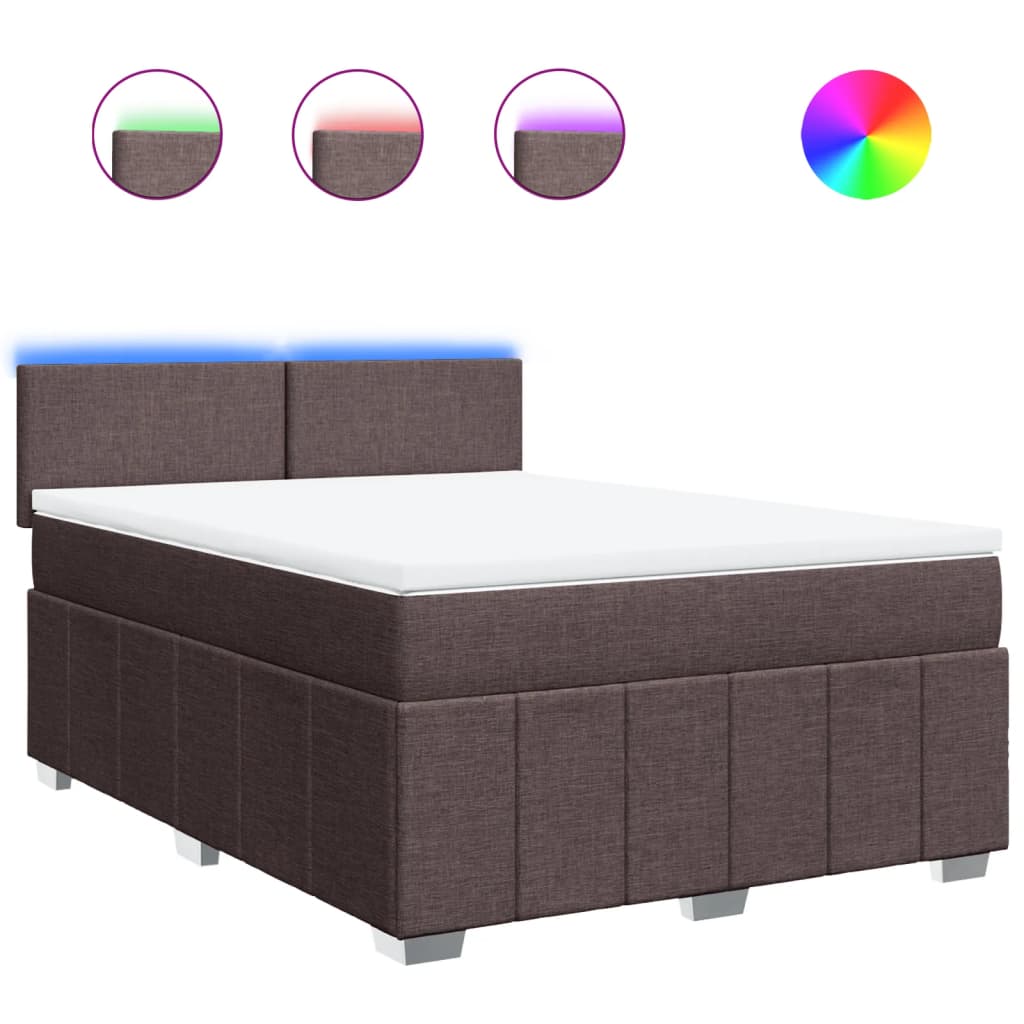 Giroletto a Molle con Materasso Marrone Scuro 160x200cm Tessuto