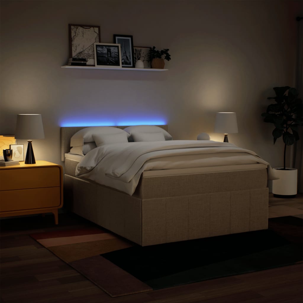 Giroletto a Molle con Materasso Crema 160x200 cm in Tessuto - homemem39