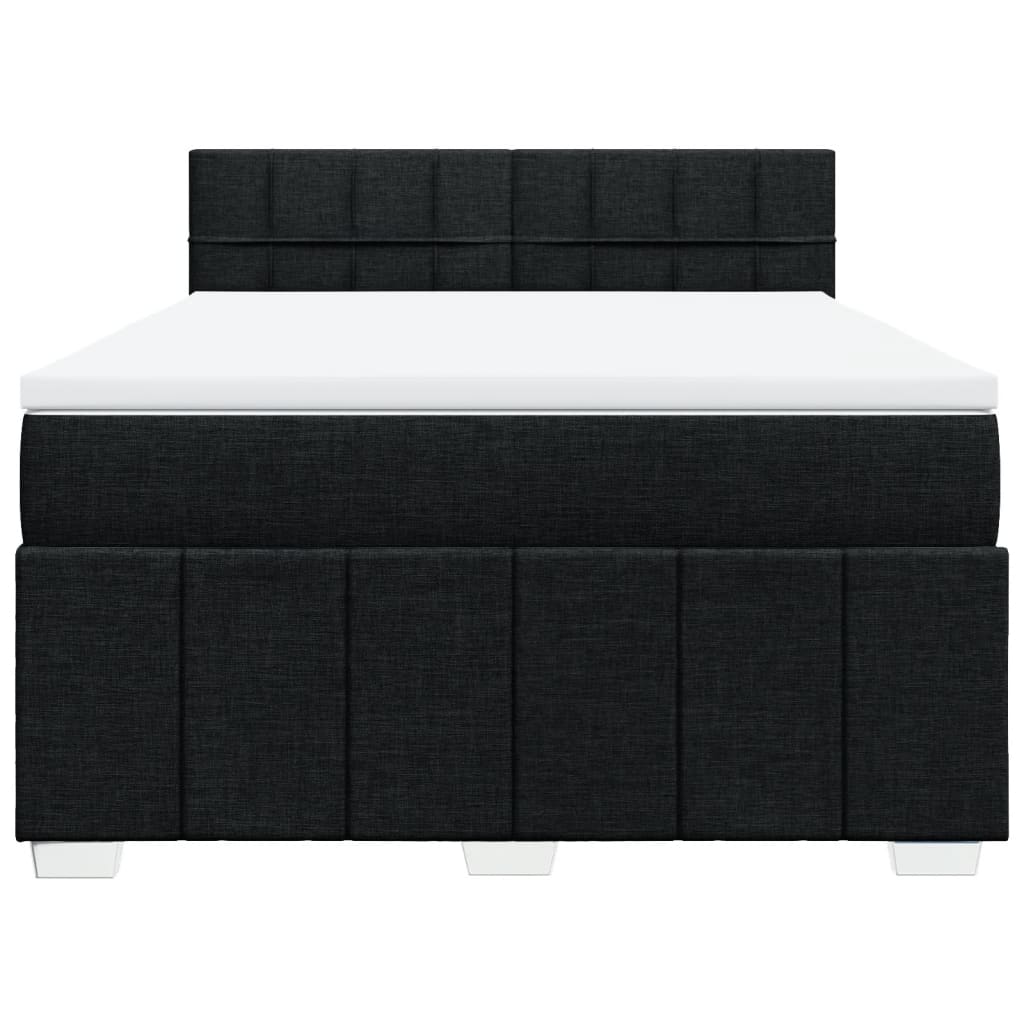 Giroletto a Molle con Materasso Nero 160x200 cm in Tessuto