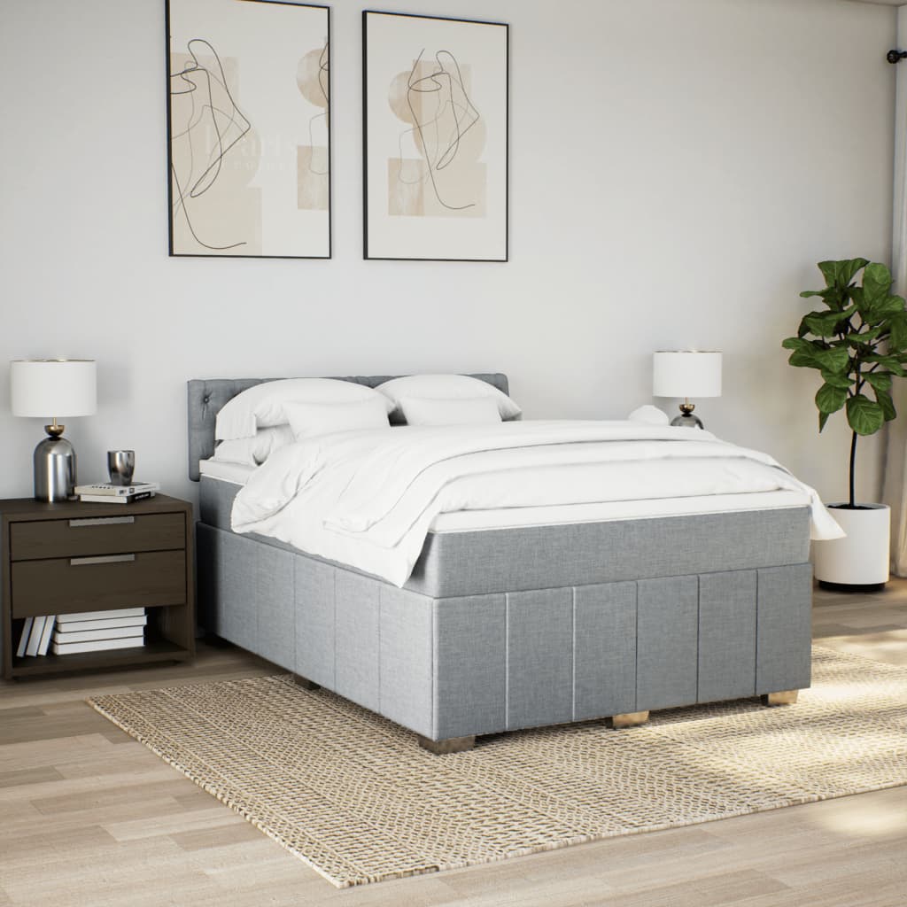 Giroletto a Molle con Materasso Grigio Chiaro 160x200cm Tessuto