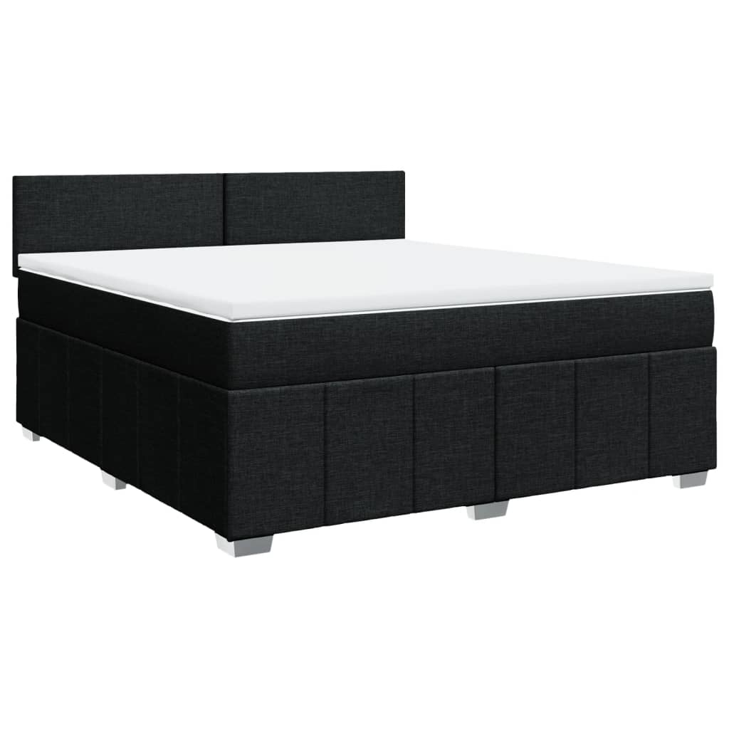 Giroletto a Molle con Materasso Nero 180x200 cm in Tessuto