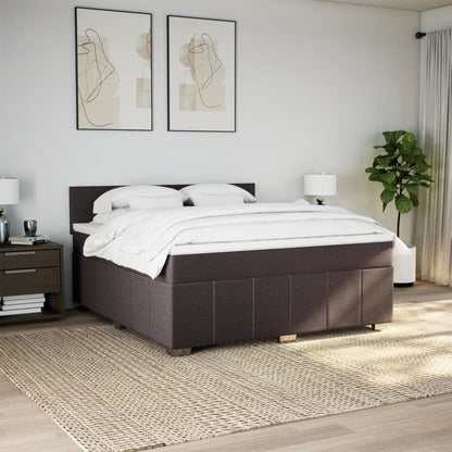 Giroletto a Molle con Materasso Marrone Scuro 180x200cm Tessuto