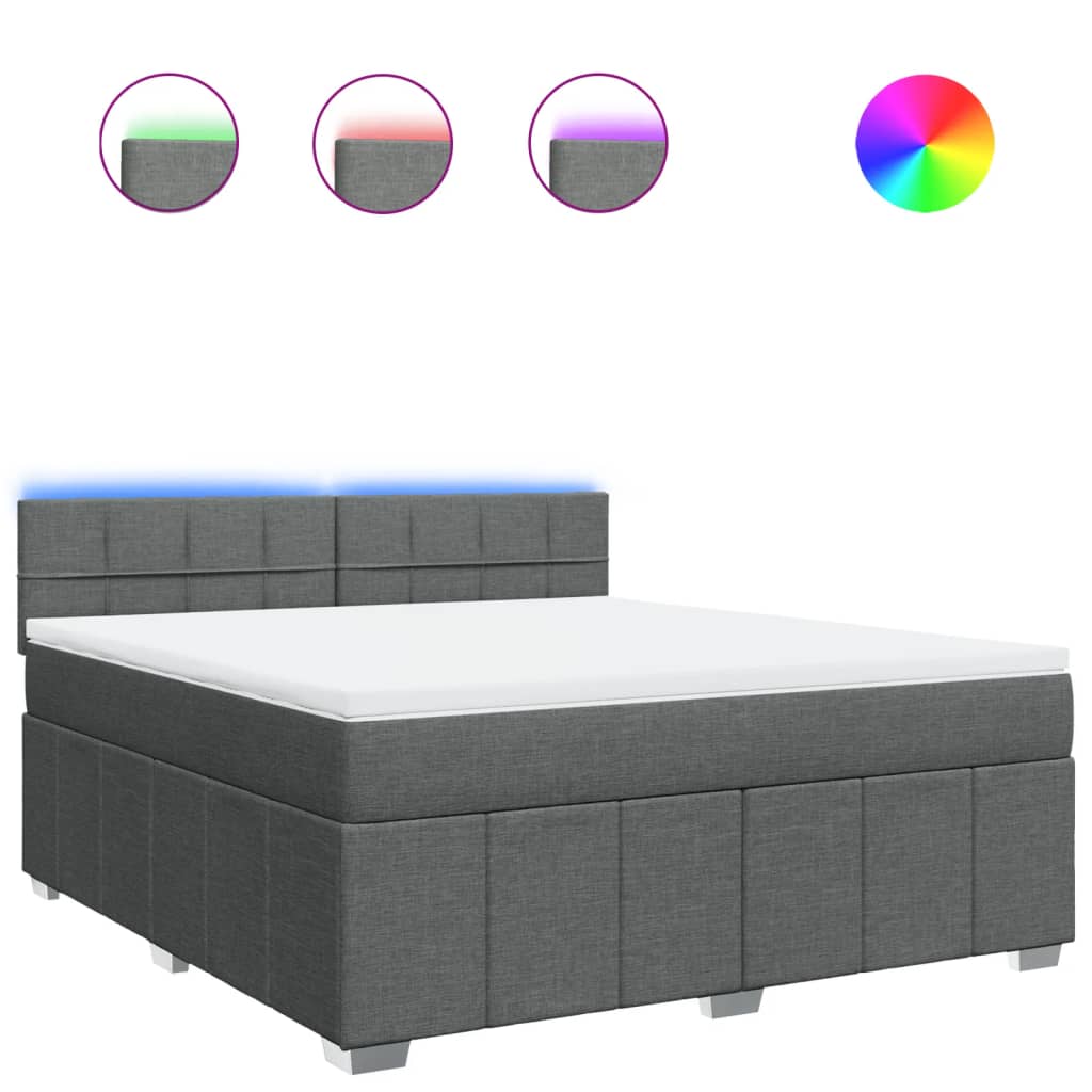 Giroletto a Molle con Materasso Grigio Scuro 180x200 cm Tessuto - homemem39