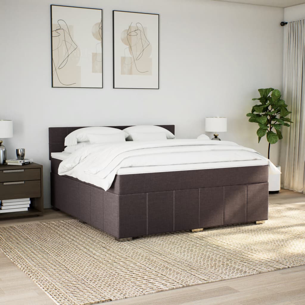 Giroletto a Molle con Materasso Marrone Scuro 180x200cm Tessuto