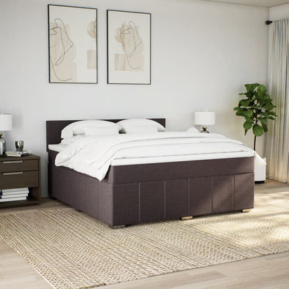 Giroletto a Molle con Materasso Marrone Scuro 180x200cm Tessuto