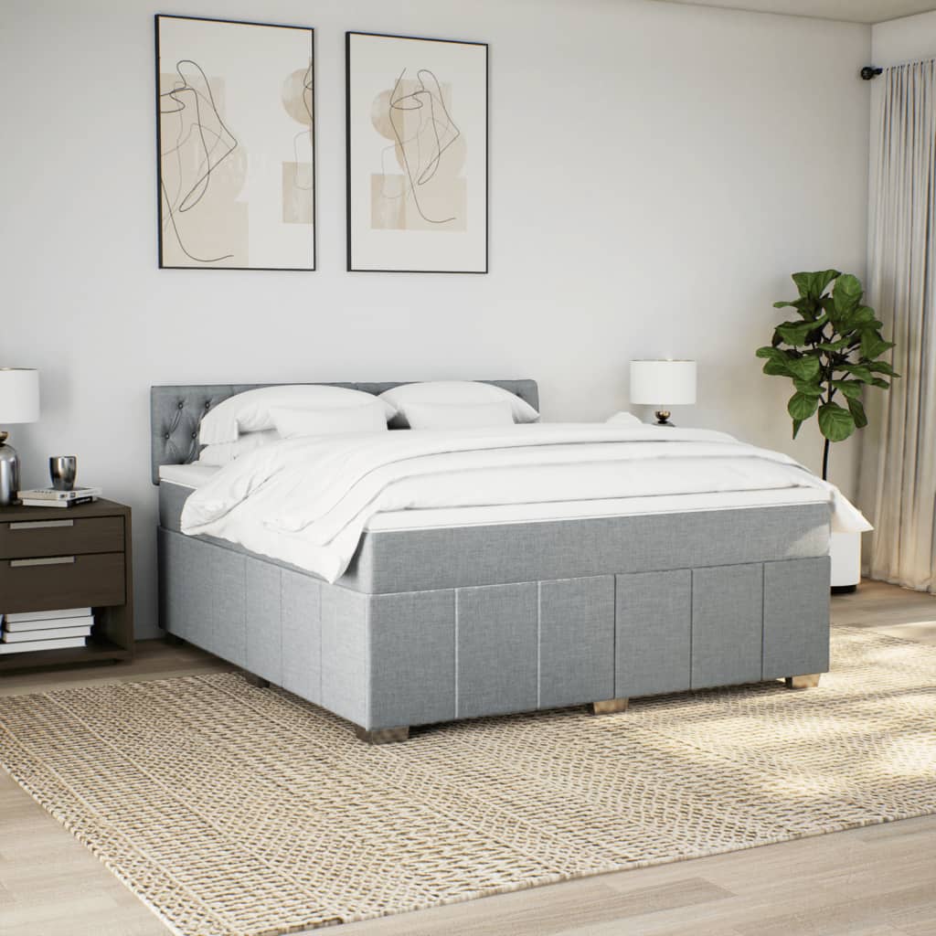 Giroletto a Molle con Materasso Grigio Chiaro180x200 cm Tessuto
