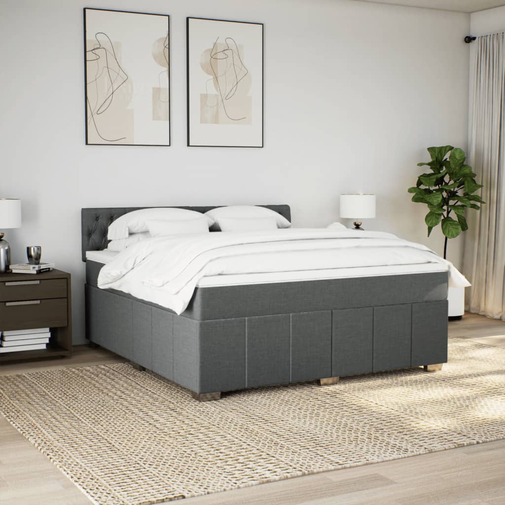 Giroletto a Molle con Materasso Grigio Scuro 180x200 cm Tessuto
