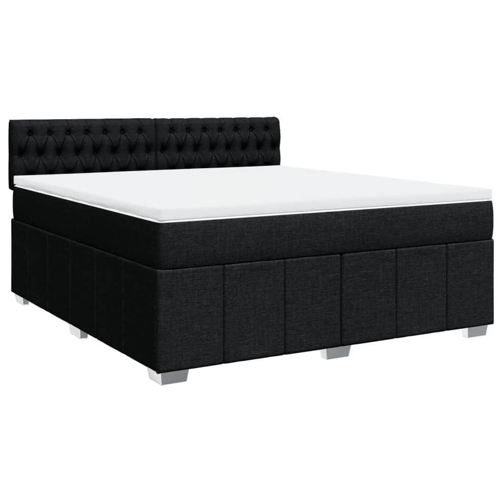 Giroletto a Molle con Materasso Nero 180x200 cm in Tessuto