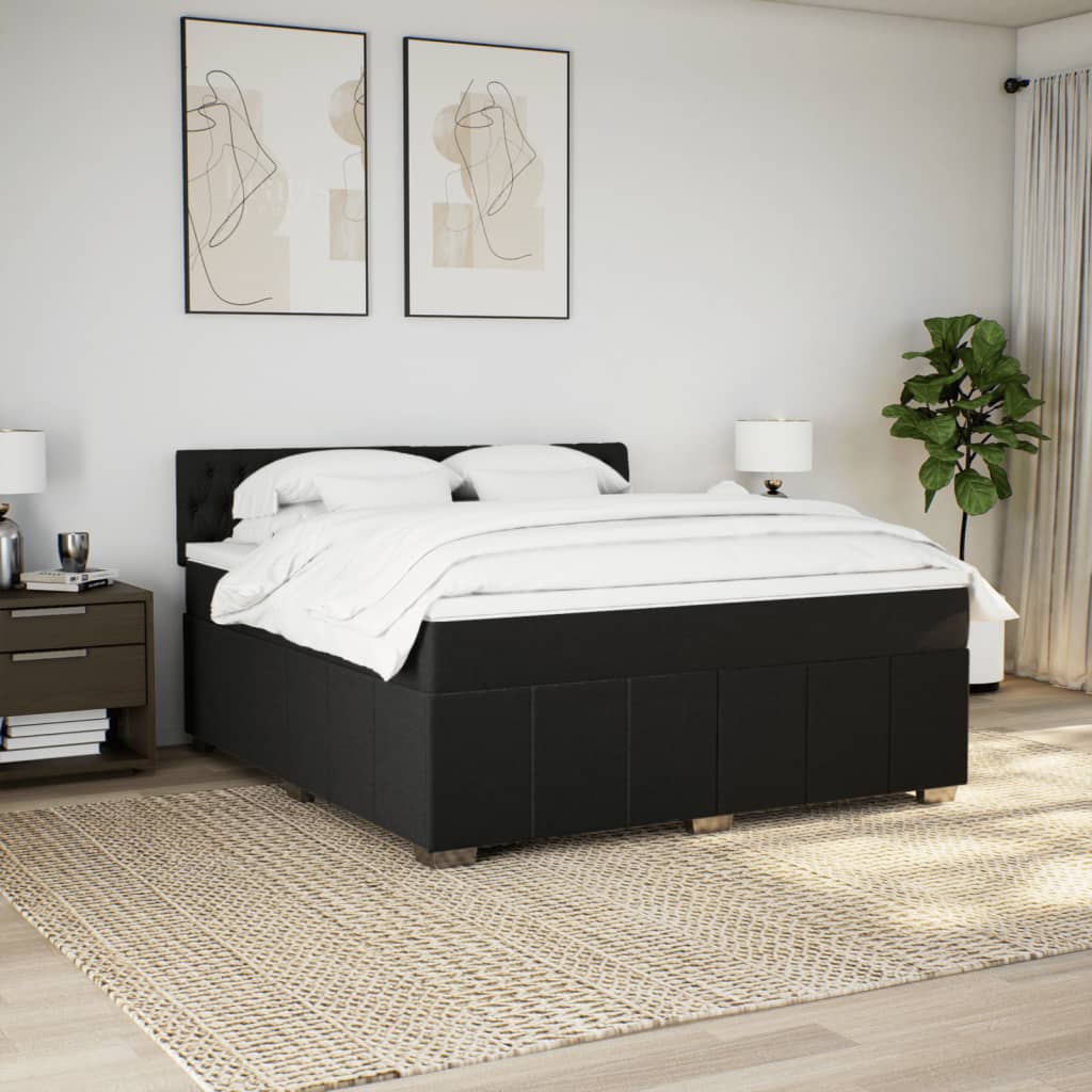 Giroletto a Molle con Materasso Nero 180x200 cm in Tessuto