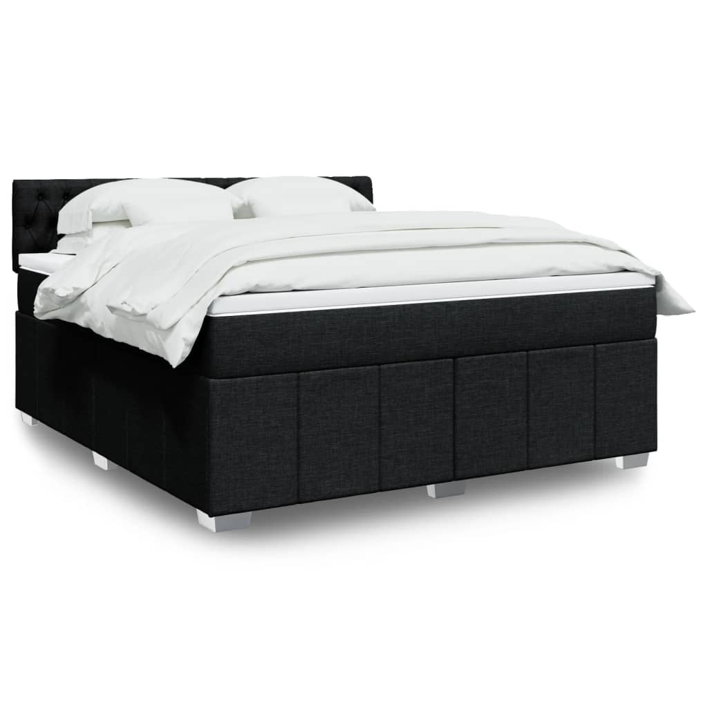 Giroletto a Molle con Materasso Nero 180x200 cm in Tessuto