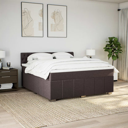 Giroletto a Molle con Materasso Marrone Scuro 180x200cm Tessuto