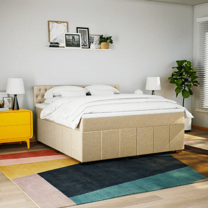 Giroletto a Molle con Materasso Crema 180x200 cm in Tessuto