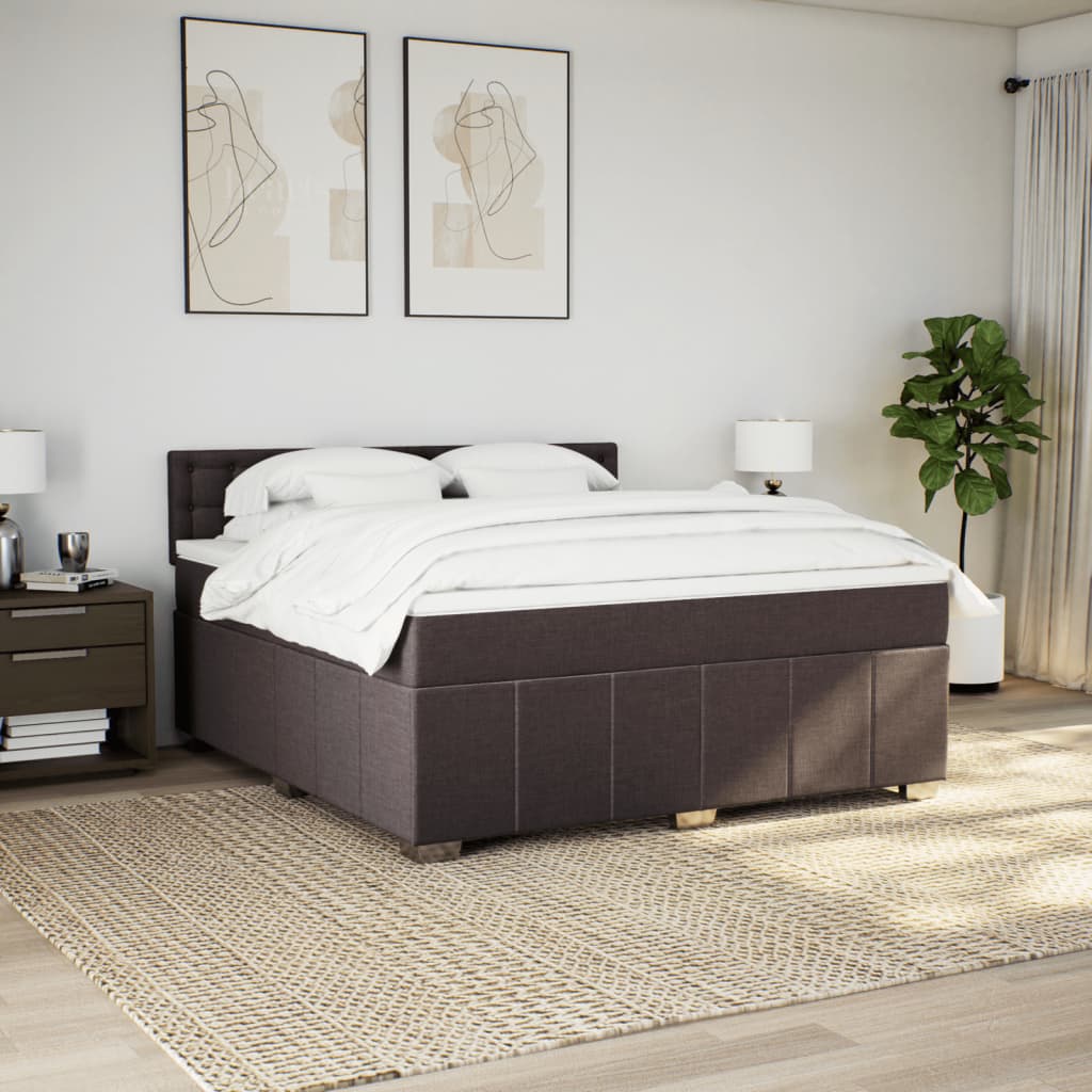 Giroletto a Molle con Materasso Marrone Scuro 180x200cm Tessuto