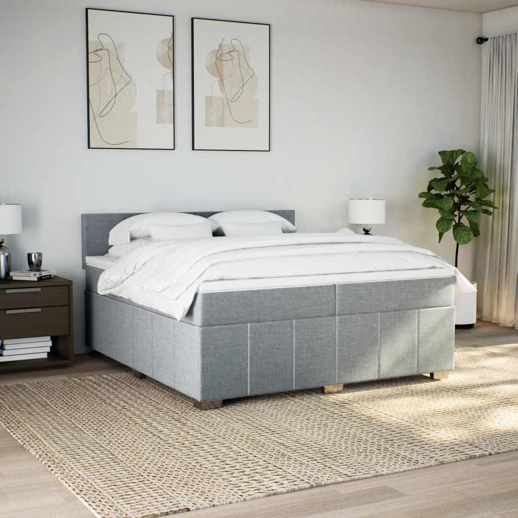Giroletto a Molle con Materasso Grigio Chiaro 200x200cm Tessuto
